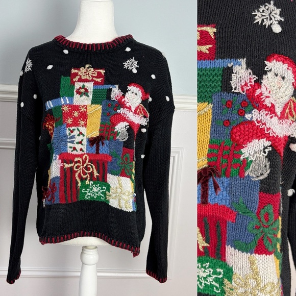Tiara International Sweaters - VINTAGE TIARA International Christmas Sweater Size Small Whipstitch Embroidered